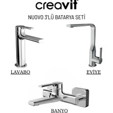 Creavit Nuovo Krom Lavabo-Banyo-Eviye Bataryası 3'lü Set NU1600-NU2500-NU8500