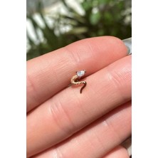 Spossy Silver Jewelry Yılan Piercing Küpe