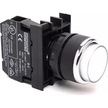 Emas B Serisi Plastik 1no Yaylı Çıkık Beyaz 22 mm Buton B100HB