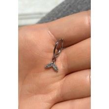 Spossy Silver Jewelry Balık Kuyruğu Halka Piercing Küpe