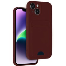  iPhone 14 Kılıf Kelvin Kartvizitli Silikon - Bordo Nemere