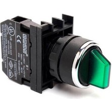 Emas B Serisi Plastik 2no Iı-0-I 60° Yeşil Işıklı 22 mm Buton B101SL32Y