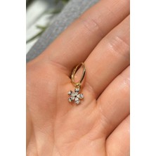 Spossy Silver Jewelry Papatya Halka Piercing Küpe