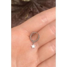 Spossy Silver Jewelry Yıldız Halka Piercing Küpe