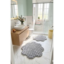 Tropikal Home Bubble Papatya Banyo Paspası 2'li Set Pofuduk Yumuşak Peluş Kaymaz Taban Dekoratif Banyo Halısı