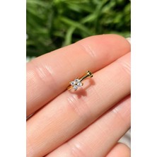 Spossy Silver Jewelry Çiçek Halka Piercing Küpe