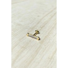 Spossy Silver Jewelry Çizgi Piercing Küpe