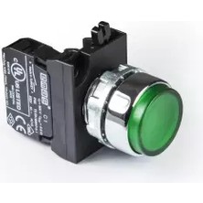 Emas cm Serisi Metal 1nc Yaylı Çıkık Yeşil 22 mm Buton CM200HY