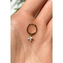 Spossy Silver Jewelry Yaprak Halka Piercing Küpe