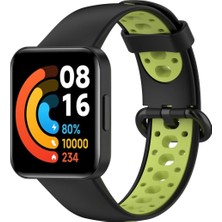  Xiaomi Redmi Watch 2 Spor Delikli Kordon - Siyah-Yeşil Nemere