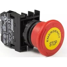 Emas B Serisi Plastik 1nc Acil Stop 40 mm Çevirmeli Pozisyon Gösterge + Etiketli Kırmızı 22 mm Buton B200EEG