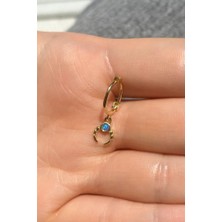 Spossy Silver Jewelry Opal Taşlı Ay Halka Küpe
