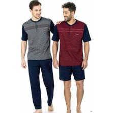 Pierre Cardin 5452 Erkek Pamuk Jakarlı 3'lü Pijama Takım