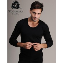 Hasyün 4002 Erkek Siyah Terletmez Tene Batmaz Sıcak Tutan Uzun Kollu Yün Fanila