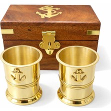 Tekinhediyelik Ahşap Kutulu 2'li Pirinç Shot Bardak Seti 4288A