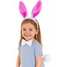 Marsilyan Fuşya Pembe Tavşan Kulak Papyon Kuyruk 3'lü Parti Seti