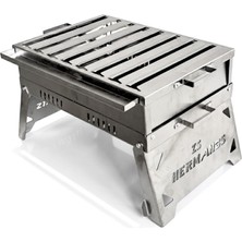 Zs Hermanos HKM02 35X25CM Çantalı Paslanmaz Krom Katlanır Mangal Oluklu Izgara