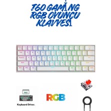 ATAsoft T60 Beyaz Kırmızı Switch Klavye Kablolu Gaming Oyuncu Klavyesi T60 Mini Q Klavye