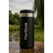 MuyBieno 350 ml Siyah Paslanmaz Çelik Termos