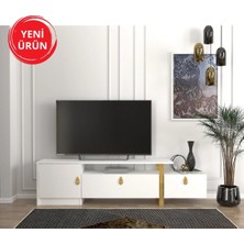Dekorister Aramis Tv Sehpası Beyaz - Gold