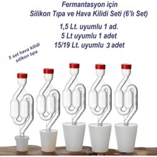 Mvinyo Hava Kilidi ve Silikon Damacana Tıpa Seti (3 Büyük, 1 Orta, 1 Küçük Boy)