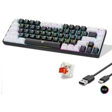 Marsilyan Gaming Mekanik Klavye Tri Mod Rgb Red Switch - Siyah Beyaz MF1703B