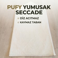 Aldora Makinede Yıkanabilir Peluş Halı Seccade Namazlık Beyaz