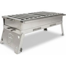 Zs Hermanos HKM03 50X25CM Çantalı Paslanmaz Krom Katlanır Mangal Oluklu Izgara
