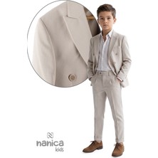 Nanica Kids Erkek Çocuk Kruvaze Takım Elbise 126639 Bej Renkli Özel Günler İçin Tasarlandı