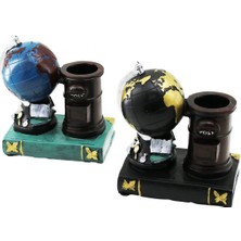 Marsilyan Dünya - Kitap Vintage Dekoratif Biblo - Kalemlik Renkli 15X13.5X8CM Reçine (4887)