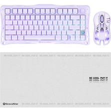 Gravastar V75 Manyetik Kablolu Gaming Klavye, M1 Pro Kablosuz Optik Mouse ve Mousepad Oyuncu Seti, Lavender Purple