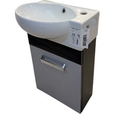 Akademik Mimarlık Turkuaz Turkuaz Banyo ve Tuvalet Mini Köşe Lavabo 28*45 cm (Banyo Dolabı Dahil)