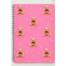Black-One Sevimli Ayıcık Temalı A5 Metal Spiralli Çizgisiz Kalın Bristol Kapak 50YP 100 Sayfa A5 Defter