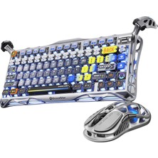 Gravastar Mercury K1 Pro Mekanik Gaming Klavye ve M1 Pro Kablosuz Optik Mouse Seti, Interstellar Silver