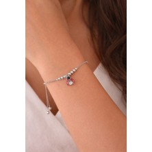 Lia Charm Gümüş Renk Zirkon Taşlı Uğur Böceği Figürlü Ayarlanabilir Asansör Bileklik