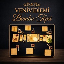 Bulut Doğal Bambu 33 Parça Kahvaltı Seti Bambu 33 Parça Kare Servis Tabaklı 6 Kişilik Kahvaltı Takımı