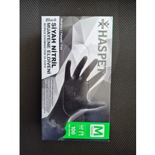 Haspet Pudrasız Siyah Nitril Muayene Eldiveni M Boy 100 Adet