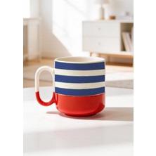 BB Design Mavi Çizgi Tasarımlı Seramik Baskılı Pro Kupa Bardak 330ML