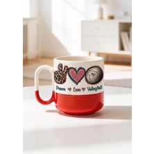 BB Design Peace Love Voleyball Tasarımlı Seramik Baskılı Pro Kupa Bardak 330ML