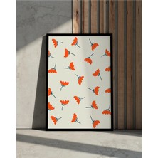 Rosaart Minimal Turuncu Çiçek Desenli Siyah Çerçeveli Poster – Ahşap Çerçeveli Poster-Duvar Dekoru