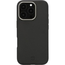 Valenta Magsafe Uyumlu Manyetik iPhone 16 Pro Kılıfı – Deri Görünümlü Arka Kapak (Siyah)