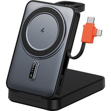 Avcı Teknoloji Market 10000 Mah Magsafe Manyetik Kablosuz Şarjlı Powerbank Stand 22.5W Hızlı Şarj Taşınabilir
