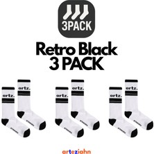 Arteziahn Retro Off-Black 3pack - Siyah 3'lü Unisex Spor & Lifestyle Havlu Taban Çorap Seti