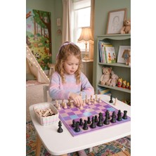 Dlq Eğitici Renkli Ahşap Satranç Takımı - Çocuklar Için Özel Desenli Zeka Geliştirici Set