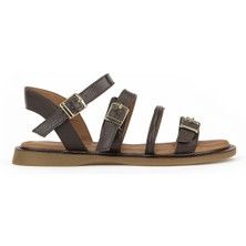 Ziya, Kadın Hakiki Deri Sandalet 1611047Z26625 Kahve