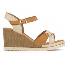 Ziya, Kadın Hakiki Deri Dolgu Topuk Sandalet 161992Z505 Bej