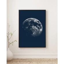 Rosaart Ahşap Çerçeveli Tablo -Ay Yüzeyi Tasarımlı Dekoratif Ay Tablosu-Çerçeveli Poster-Dijital Baskılı