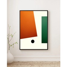 Rosaart Ahşap Çerçeveli Tablo - Modern Soyut Geometrik Tablo - Turuncu Yeşil Duvar Dekoru- Çerçeveli Poster