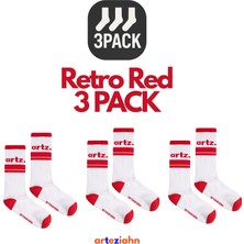 Arteziahn Retro Red 3pack - Kırmızı 3'lü Unisex Spor & Lifestyle Havlu Taban Çorap Seti