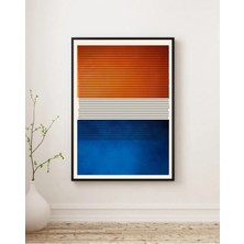 Rosaart Ahşap Çerçeveli Tablo - Modern Mavi,turuncu Soyut Geometrik Tablo - Duvar Dekoru-Çerçeveli Poster